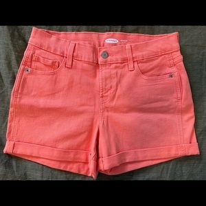 Orange soft denim shorts